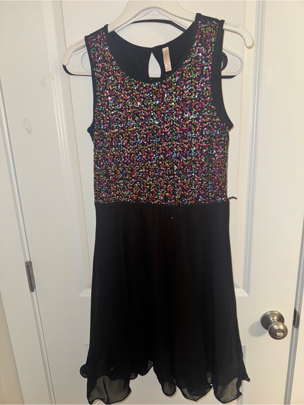 Xhilaration Black Dress with Multicolor Sequin Bodice
